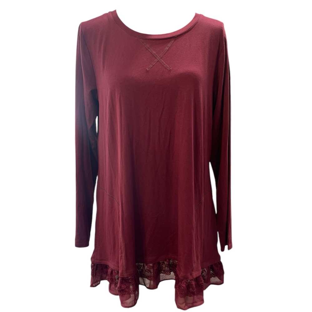 Red Asymmetrical Long Sleeve Tunic